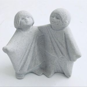 Vintage Marbell Stone Art Sculpture Belgium 2 People (5x3x4.5) MCM